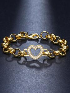 Fashion Heart Design Link Bracelet, Rhinestone Decor Jewelry for Party, Daily Clothing Decor, Trendy All-match & Exquisite Jewelry for Birthday Gift, Elegant Jewelry Bracelet, Hand Chain Bracelet