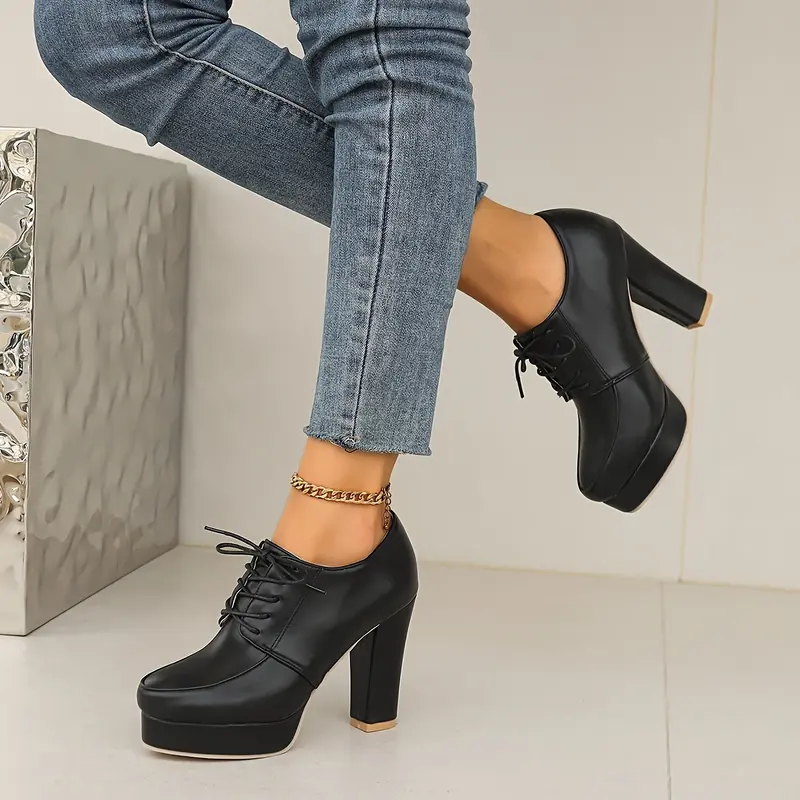 Spring New Women'S Mary-Jane High Heel Shoes with Round Toe and Block Heel, Elegant Style, All-Season Wear, Breathable Design, Solid Color, Man Made Materials, Hand Wash or Professional Dry Clean 4