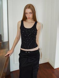 Moses Queen/Queen of Mercy Spice Girl Polka-dot Printed Suspender Vest Female Summer New Slim Slim Sleeveless Top with Beautiful Back #62908