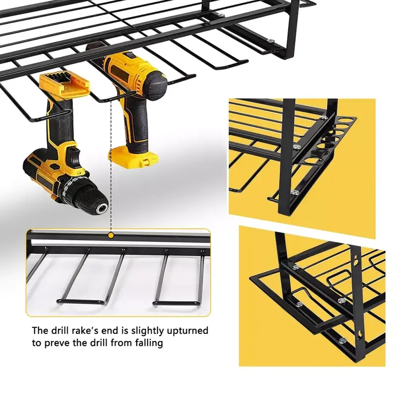 Heavy Duty Power Tool Organizer Drill Holder Wall Mount Power Tool Storage Rack 2