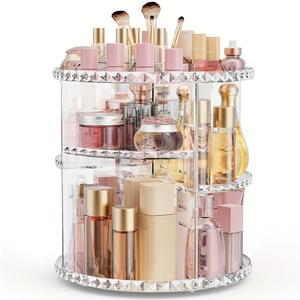 360° Rotating Makeup Organizer, Multi Layer Clear Large Capacity Spinning Skincare Organizer, Durable Home Storage Organizer, Makeup Brush Holder for Home Bedroom Bathroom, Birthday Gifts, Storage Organizer for Bedroom, Space Saving Organizer
