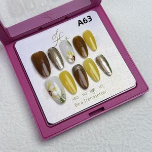 Hand-worn nails for spring, summer, autumn and winter, short oval shaped coffee nail art, detachable and press on nails press  nails miffy  nails miffy  nails short  press  nails