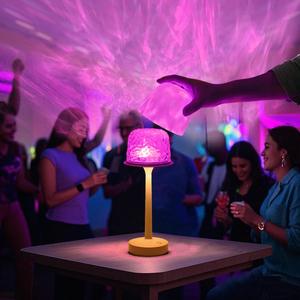 Water Ripple Design Table Lamp, USB Rechargeable Portable Night Light, LED Ambient Light with Remote Control, Suitable for Bedroom, Living Room, Study, Led Ambient Lighting