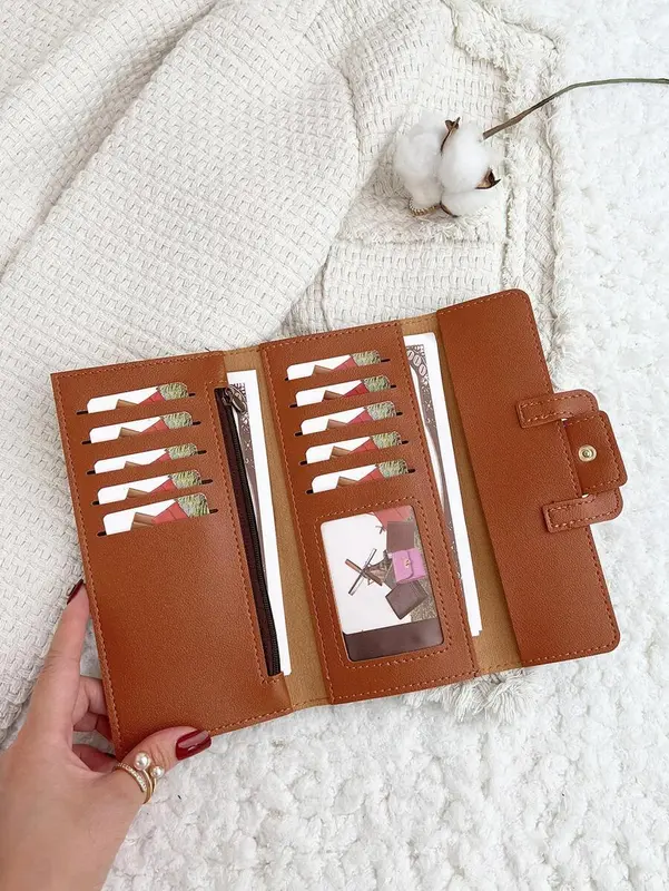 Embossed Fold Over Women’s Wallet – Slim & Portable, Large Capacity for Credit Cards & ID with Zipper Closure 2