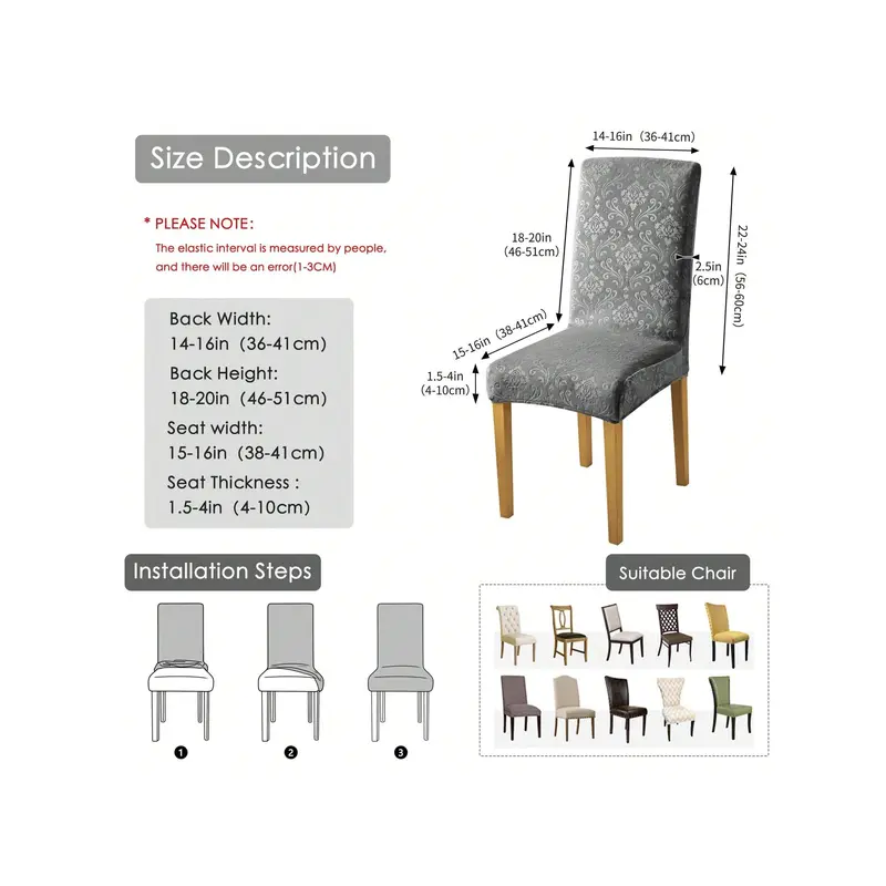 forcheer 1pc Silver Fox Velvet Print Elastic Dining Chair Cover, Washable, Fits Chairs 1