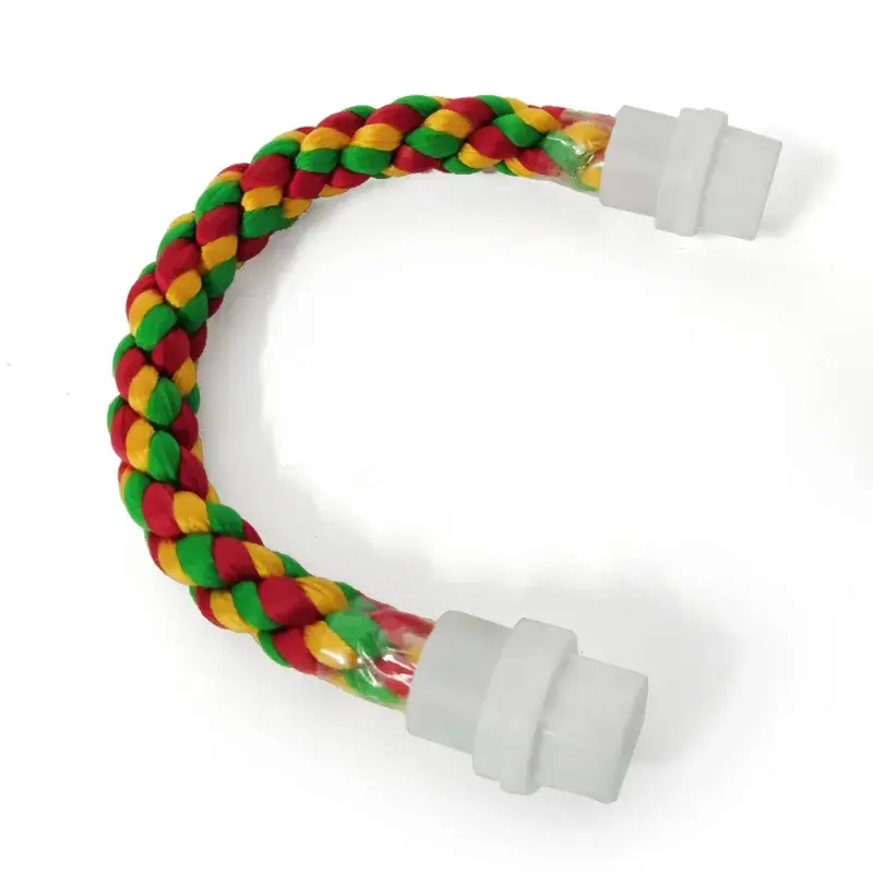 Bird Bite Toy Multi-color Parrot Standing Woven Rope Toy  Bird Chew Toy Bendable Pet Parrot Standing Perches  For Parakeet 7