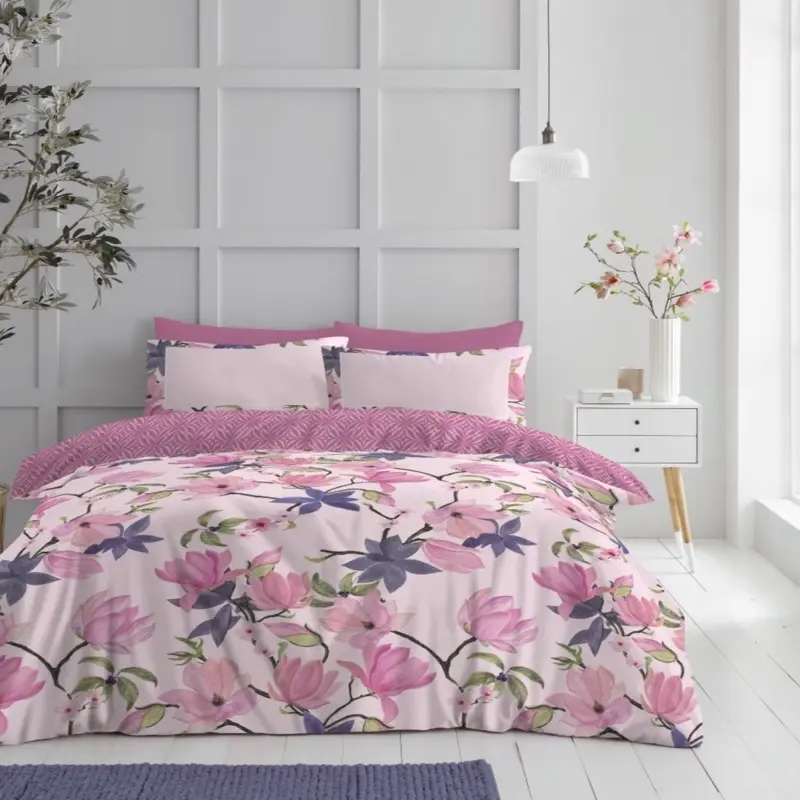 Reversible Duvet Cover Set with Fitted Sheet & Pillowcases - Multiple Sizes Available