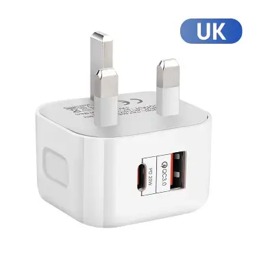 3 x UK 20W Dual Ports Type-C USB C PD Wall Charger Fast Quick Charging Power Adapters For iPhone Samsung 1