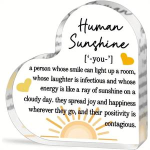 Heart Shaped Letter Pattern Decorative Acrylic Plaque, Inspirational Gift for Women, Thank You Gift for Family, Teacher, Friend, Mother's Day Gift for Mom, Home Room Office Decoration