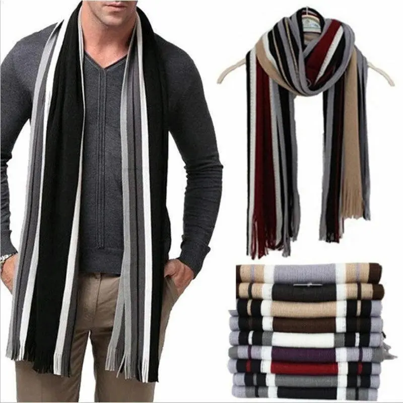 Men’s & Women’s Cashmere Scarf, Winter Warm Soft Fringe Tassel Long Shawl Wrap, UK 2