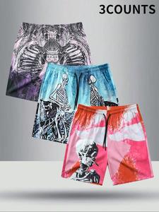 Men's Graphic Print Shorts, Casual Comfy Breathable Shorts for Summer, Men's Bottoms for Beach Vacation