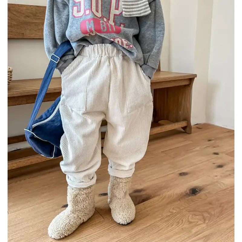 Corduroy Cotton Fleece Trousers - Vanilla 4