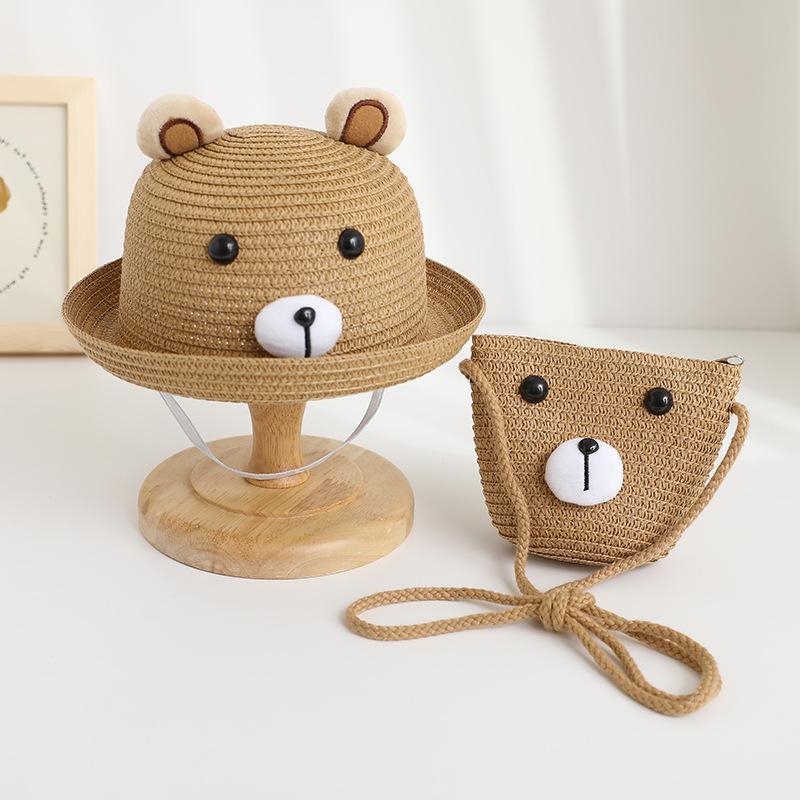 【REDERICTEM】Children's bag straw hat set sun hat summer children's sun protection hat baby sun hat cute cartoon pattern 5
