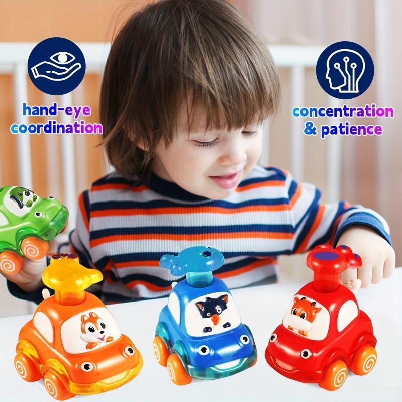 Animal Car Toys, Transparent Animal Cart, Press and Go Cars, Encourage Youngsters Crawling and Chasing, Toy Set, Perfect Gift for Youngsters, Random Color 3