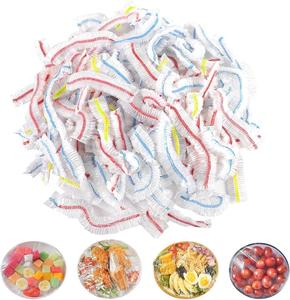 150 Pcs Colorful food cover, Food Covers, Bowl Covers, Food Storage Covers Lids, Universal Elastic Polyethylene Bowl Lids Kitchen Supplies for Fruit/Vegetable/Meat/Food Containers Preservation Transparent Utensils Disposable
