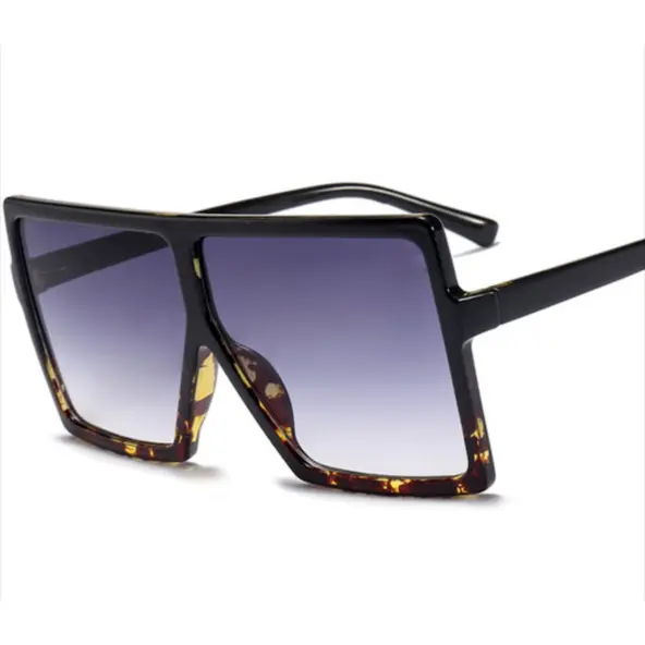 Black Square Flat Top Large Fashion Sunglasses Women Shades Big Oversized 4