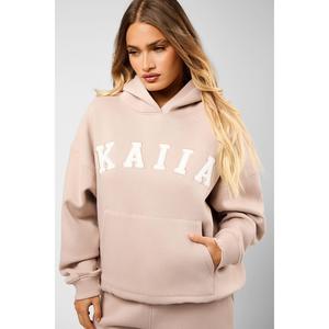 Kaiia Slogan Oversized Hoodie Champagne & Crème