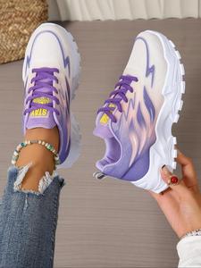 Women's Fashionable Colorblock Lace Up Running Shoes, Casual Breathable Lightweight Sports Shoes, Outdoor Comfortable Low Top Sneakers for Daily Wear