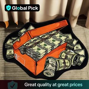 Dollar Bill Storage Box Pattern Carpet, 1 Count Non-slip Soft Floor Mat, Decorative Rug Mat for Home Living Room & Bedroom, Room Accessories, Cute Bedroom Decor, Machine Washable Rug, Polyester Rug, Home Decorative Rugs, Area Rugs, Floor Ornament