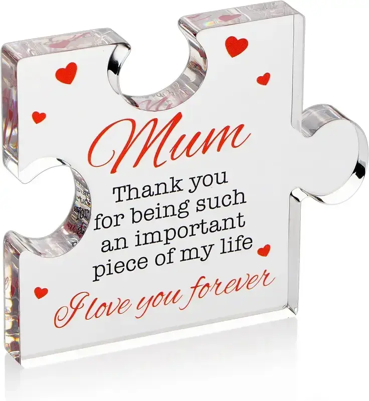 Mothers Day Gift - Birthday Gift for Mum Present for the Occasions - Engraved Acrylic Block Puzzle - Cool Paperweight Mum Presents From Daughter, Son, Dad Ideas, 3.35 X 2.76 Inchv