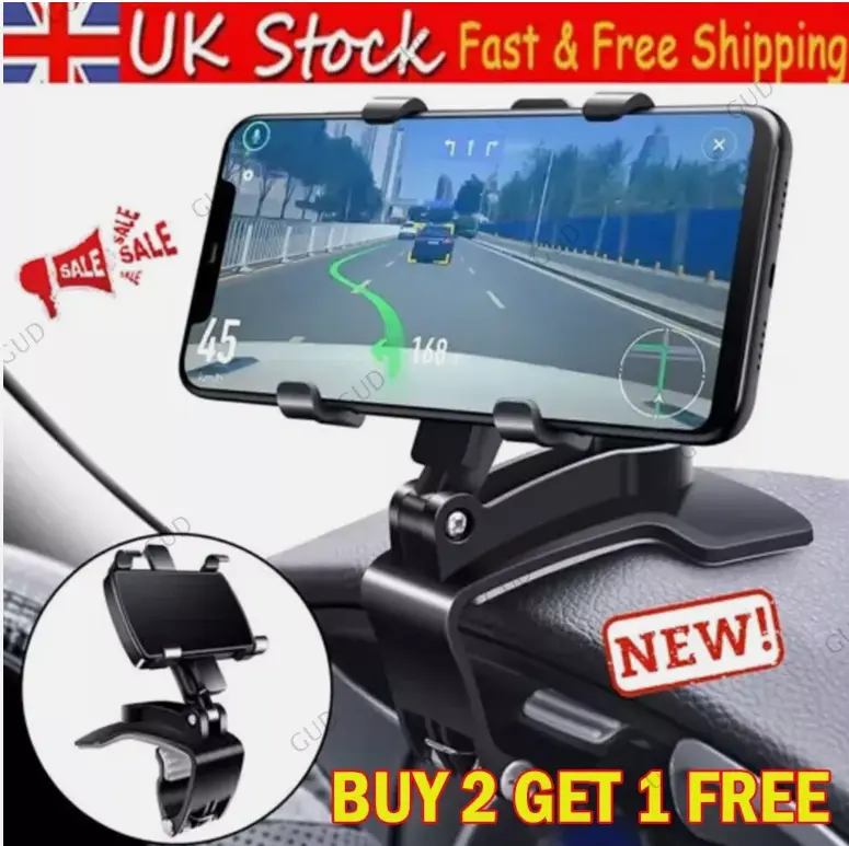 360° Clip On Dashboard Mount Mobile In Car Cradle Phone Windscreen OR Air Vent 1