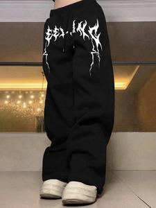 Unisex Men's Lightning Print Drawstring Waist Sweatpants, Casual Regular Fit Pocket Jogger Pants for Daily Wear, Fashion Men's Bottoms for All Seasons, Drawstring Waist Trousers