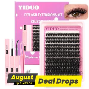 Natural Look eyelash Extensions, 260pcs/box Self Grafting Mixed Length Individual False Eyelashes with Lash Bond & Seal & Lash Tweezers, Eye Makeup Product for Women & Girls Back To School Lashes Extension Kit, DIY Cluster Lash, Eyelash Set