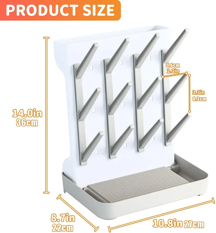 Baby Bottle Drying Rack – 3-Tier Vertical Design with Detachable Drip Tray, Quick Drying for Baby Bottles and Pump Part Cleaning 3