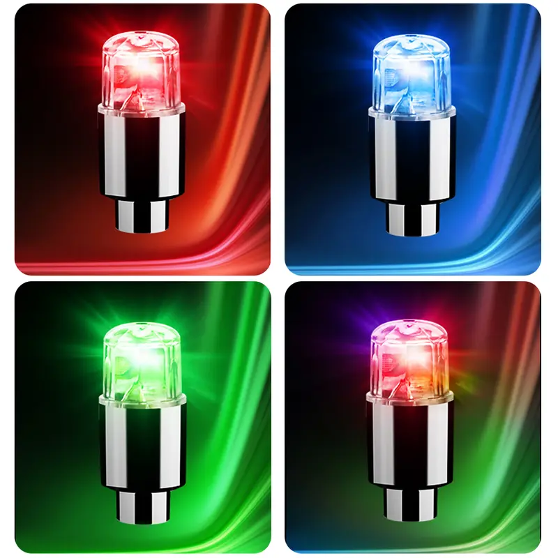 4/8/24x LED Wheel Tire Air Valve Stem Caps Neon Light For Motor Bike Car Bicycle 7
