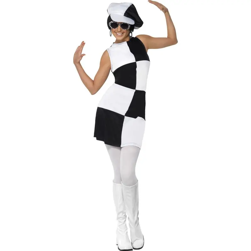 Swinging 60s 70s Hippy Party Girl Costume Ladies Womens Fancy Dress New 1
