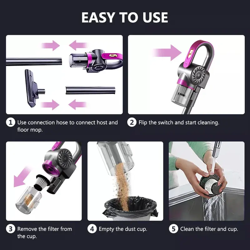 4 in 1 Stick Handheld Vacuum Cordless Vacuum Cleaner For Carpet Floor Pet Hair 1