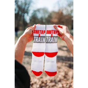 RUNNING SOCKS "SHUT UP & TRAIN" - WHITE Menswear Fitness
