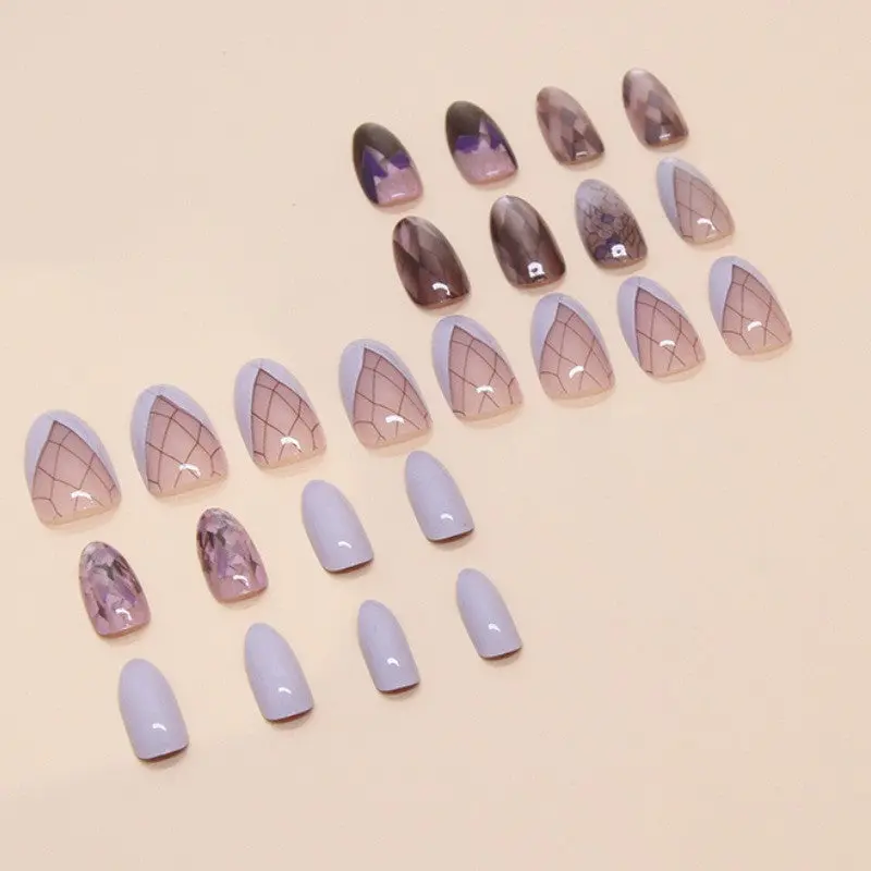 24pcs Set of Medium Almond-Shaped Press-on Nails in Glossy Light Amethyst - Durable, Easy-to-Apply Fake Nails for Women Press On Nails for Women Nail Accessories 2