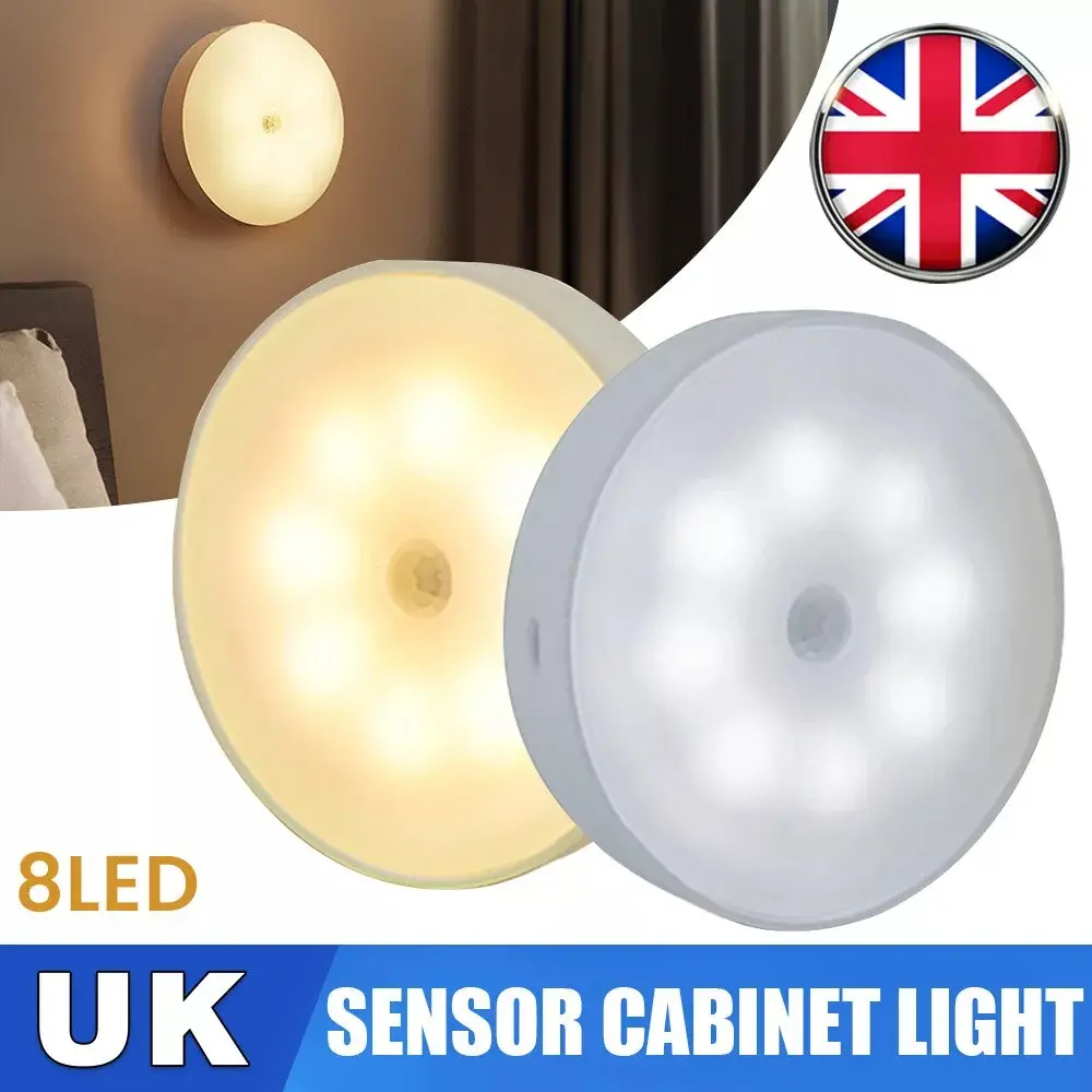 LED Night Lamp Motion Sensor Light USB Wireless PIR Battery Wall Cabinet Stair bedside