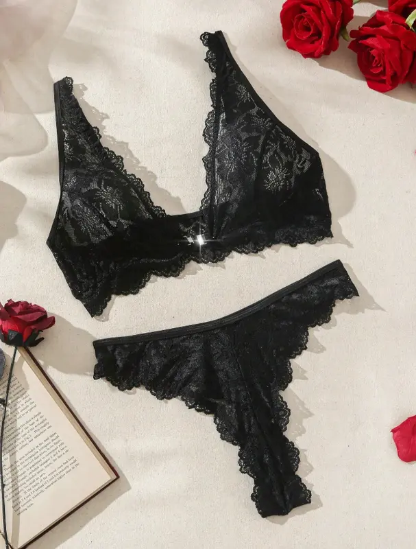 Ladies' Lace Underwear Set Lingerie, Bra & Panty Set 0