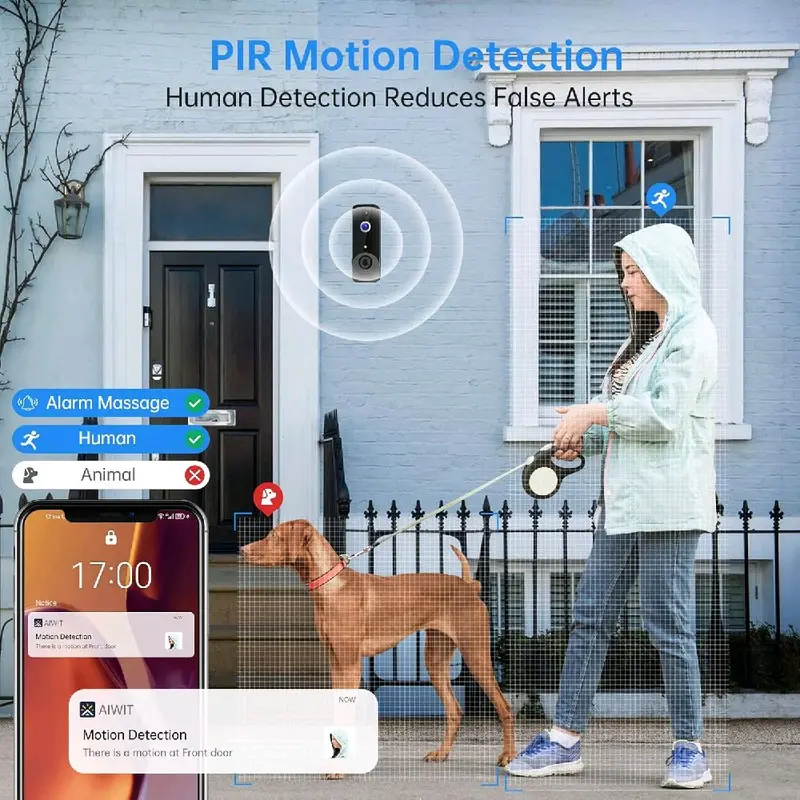 1080P Video Doorbell Camera Wireless, Live View, 2-Way Talk, Night Vision, Included Ring Chime, Cloud Storage, 2.4Ghz WiFi Only, Indoor Surveillance, Real-Time Alert 4