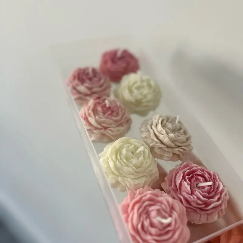 Set of 8 Peony Flower Scented Candles - Emboquet Decor Ornaments Wedding Anniversary Gift 4