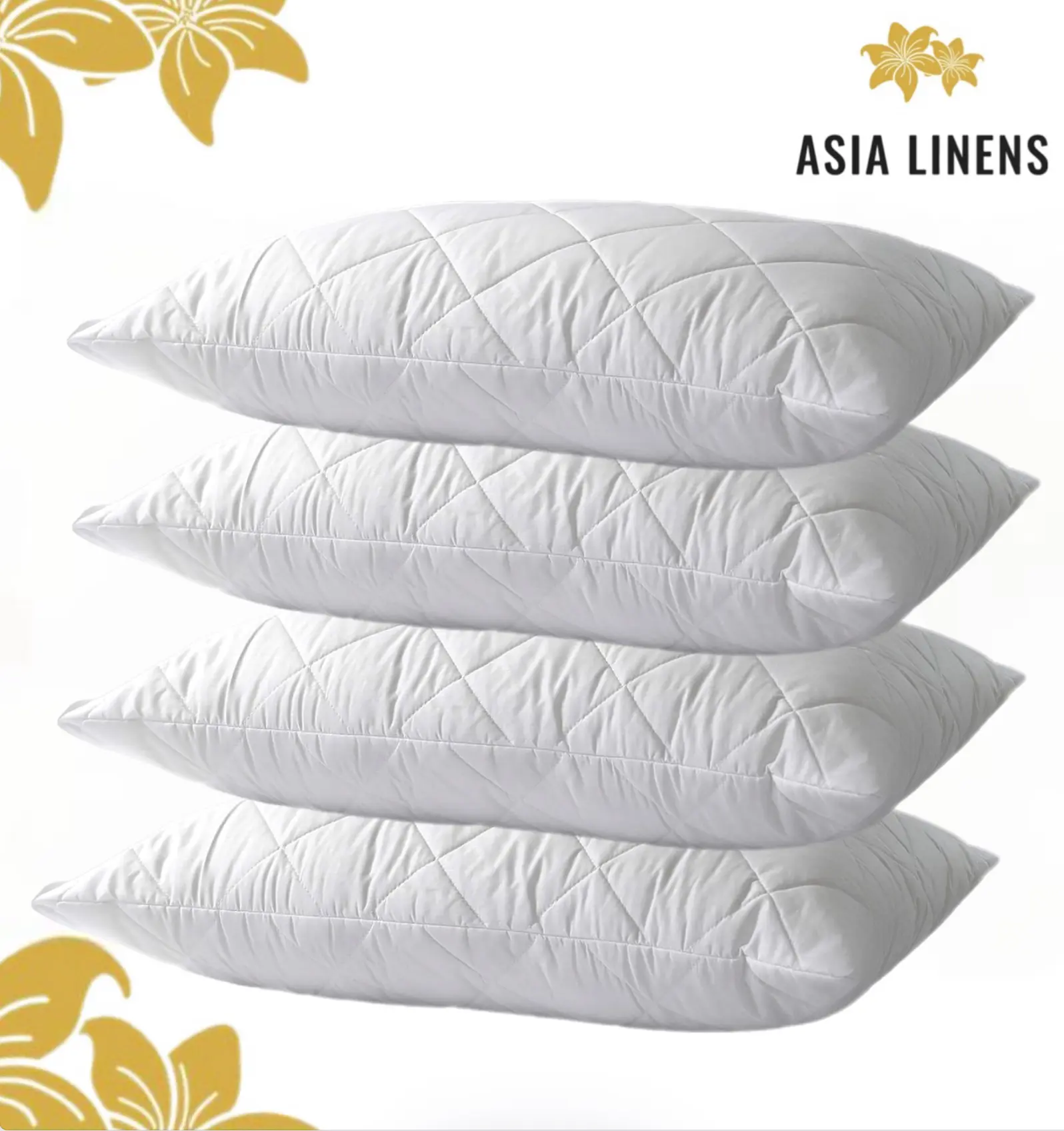 Ultra Deluxe Hotel Quilted Pillows | 1,2,4 AND 6 PILLOW PACK | ASIA LINENS LTD
