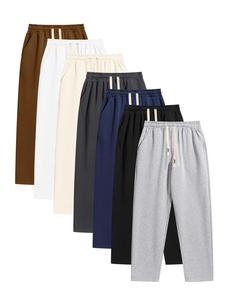 Men's Solid Color Drawstring Waist Pants, Casual Comfy Loose Trousers for Spring & Fall, Men's Bottoms for Daily Wear, Beige