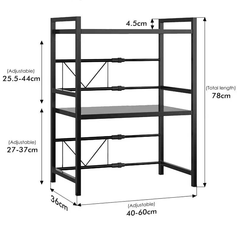 3 Tier Expandable Microwave oven Rack Stand Storage Holder Kitchen Corner Shelf 8