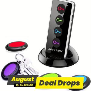 Key Locator, Wireless RF Locator Key Positioner with 4 Receiver & LED Flashlight Function, Item Tracker with 131ft Working Range