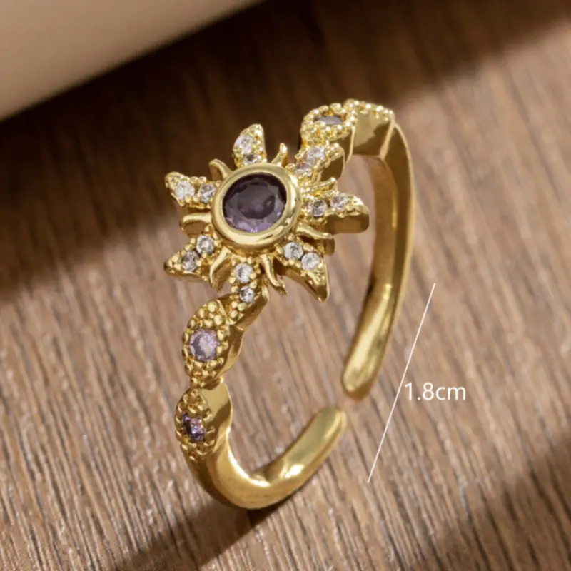 Geometric sun ring elegant design, luxury, versatile, exquisite, perfect for women's daily wear and party occasions, anniversary gift 3