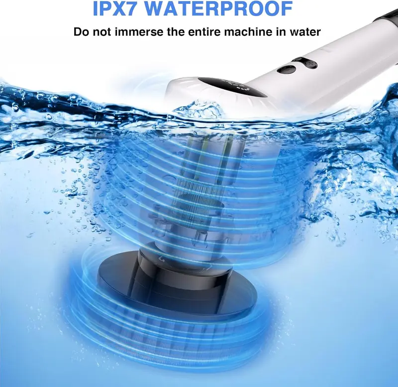 Electric Spin Cordless Tub and Tile Scrubber, 3 Speed 7 Replaceable Nylon Brush Heads, Power Spin Scrubber for Bathroom, Floor, Car, Kitchen, Wall, Glass 2