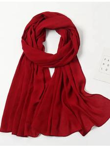 Women's 2024 Casual Solid Color Chiffon Shawl, Simple Wrinkle Long Soft Shawl for Daily Wear, Elegant Sunscreen Windproof Scarf for Women & Girls for Birthday Gift