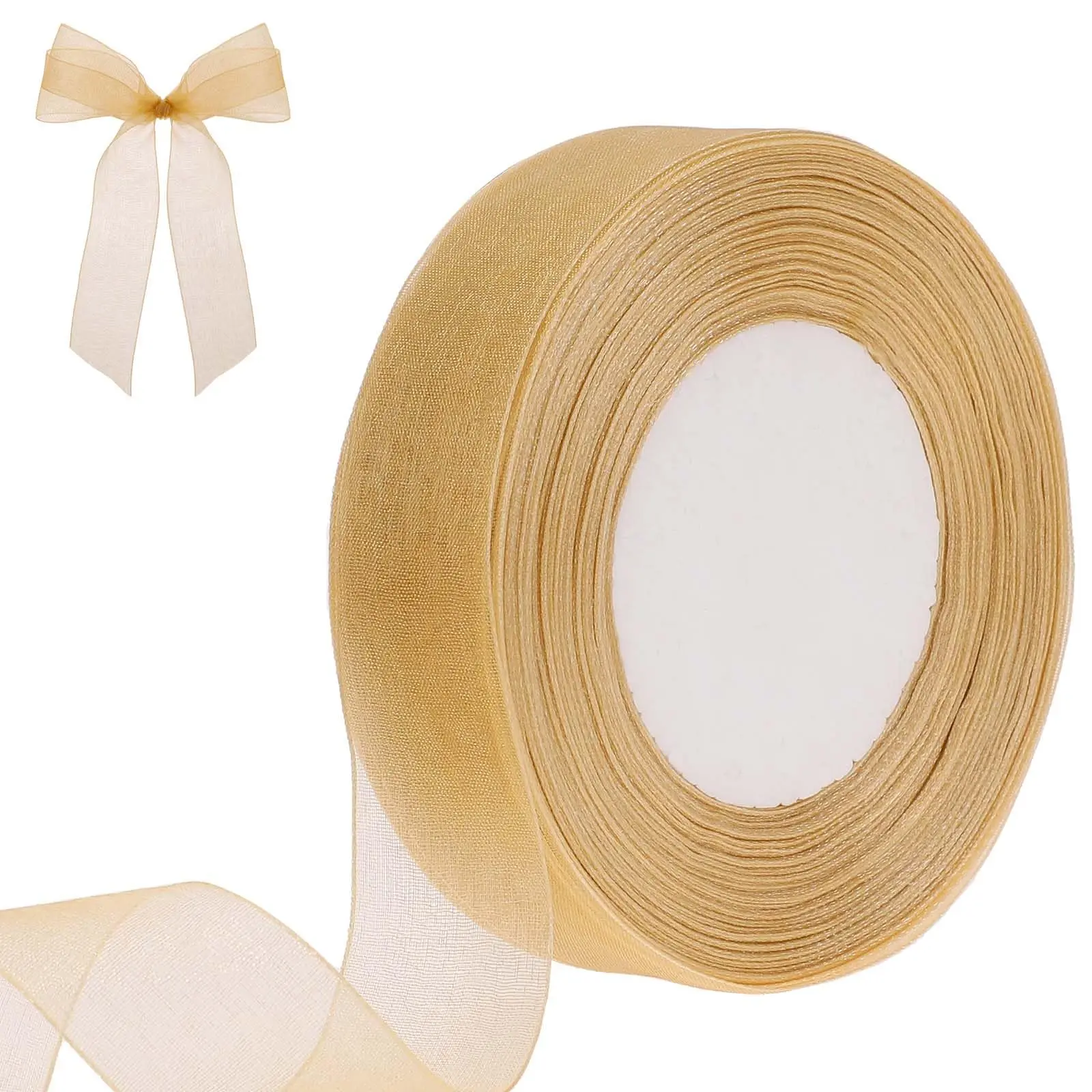 Champagne chiffon ribbon, used for wedding gift packaging, gift ribbons, used for gift packaging, wedding invitations, party decorations, handicrafts