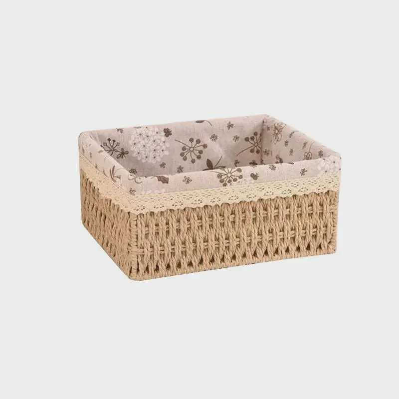 Woven Rattan Storage Basket with Lid, Handmade Sundries Organizer for Food, Books, Snacks, and Picnic Use 7