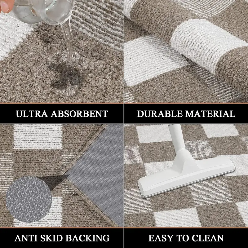 HEBE Indoor Door Mat 36"x59", Absorbent Dirt Resist Washable Front Door Mat Indoor Rugs for Entryway, Non Slip Inside Floor Mats, Low Profile Door Mats Entrance Mat, Coffee 4