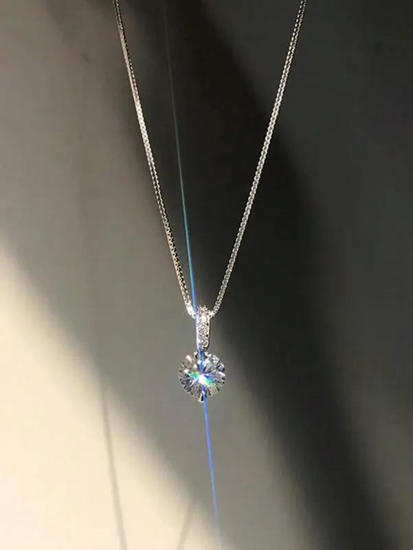 1pc Women's Sparkling Necklace with Cubic Zirconia Teardrop Pendant, Clavicle Chain, Valentine's Day Gift, Wedding Party Jewelry 3