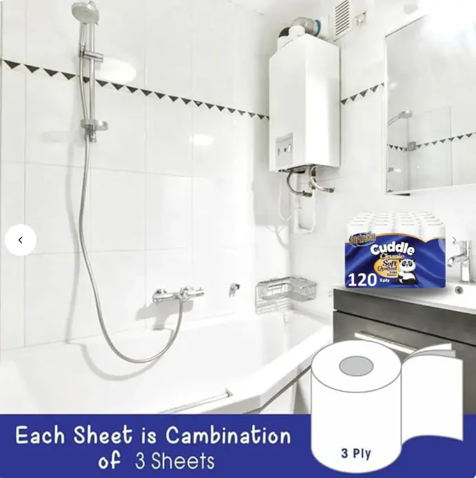 Bulk Buy 120 Non-Scented Toilet Roll Cuddle Tissue Paper Quilted Panda 3 PLY - Sheets Pack Wipes Cleaning 2