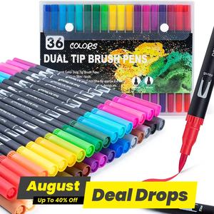 12/24/36/48/60/100/120/132 Colours Double Fibre-Tip Pens,Dual Brush Pen Set,Fine Tip Brush Art Markers for Adult Student Drawing Watercolours Bujo